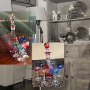 A 1940s era, Bohemian crystal cut decanter acquired in occupied Europe in WWII found a new home with Sherri’s niece.