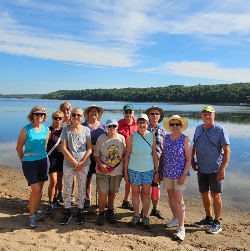 Hikers at St. Croix Bluffs Park as part of a Wellness 50+ Twin Cities activity.