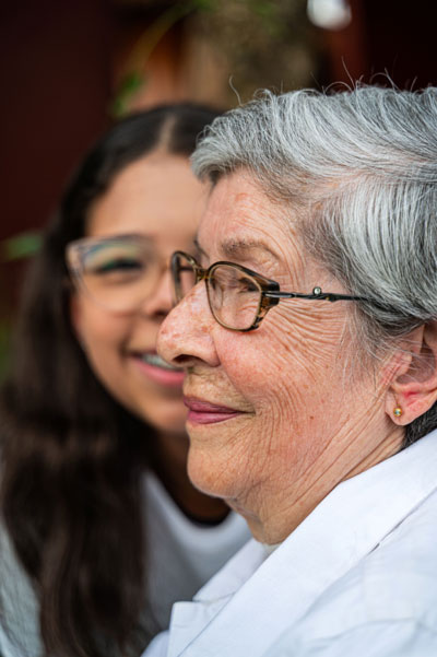 Older woman and younger woman closeup